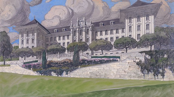 Ein nicht berücksichtigter Eingang beim Projektwettbewerb mit gewissen Ähnlichkeiten zum heutigen&nbsp;Präsidentschaftspalast der Türkei.