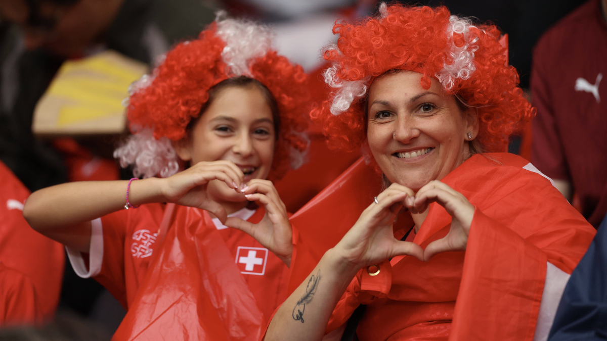 Switzerland fans in the stands Switzerland Women v Iceland Women, UEFA European Women s Championship, Football, Stadion Wankdorf, Bern, Switzerland - 06 Jul 2025Sion Stade de Tourbillon Switzerland ED ...