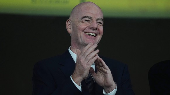 Gianni Infantino looks on during the Africa Cup Of Nations match between South Africa and Cameroon at Al Medina Stadium on January 4, 2026 in Rabat, Morocco. Photo by Thor Wegner/DeFodi Images - *** G ...