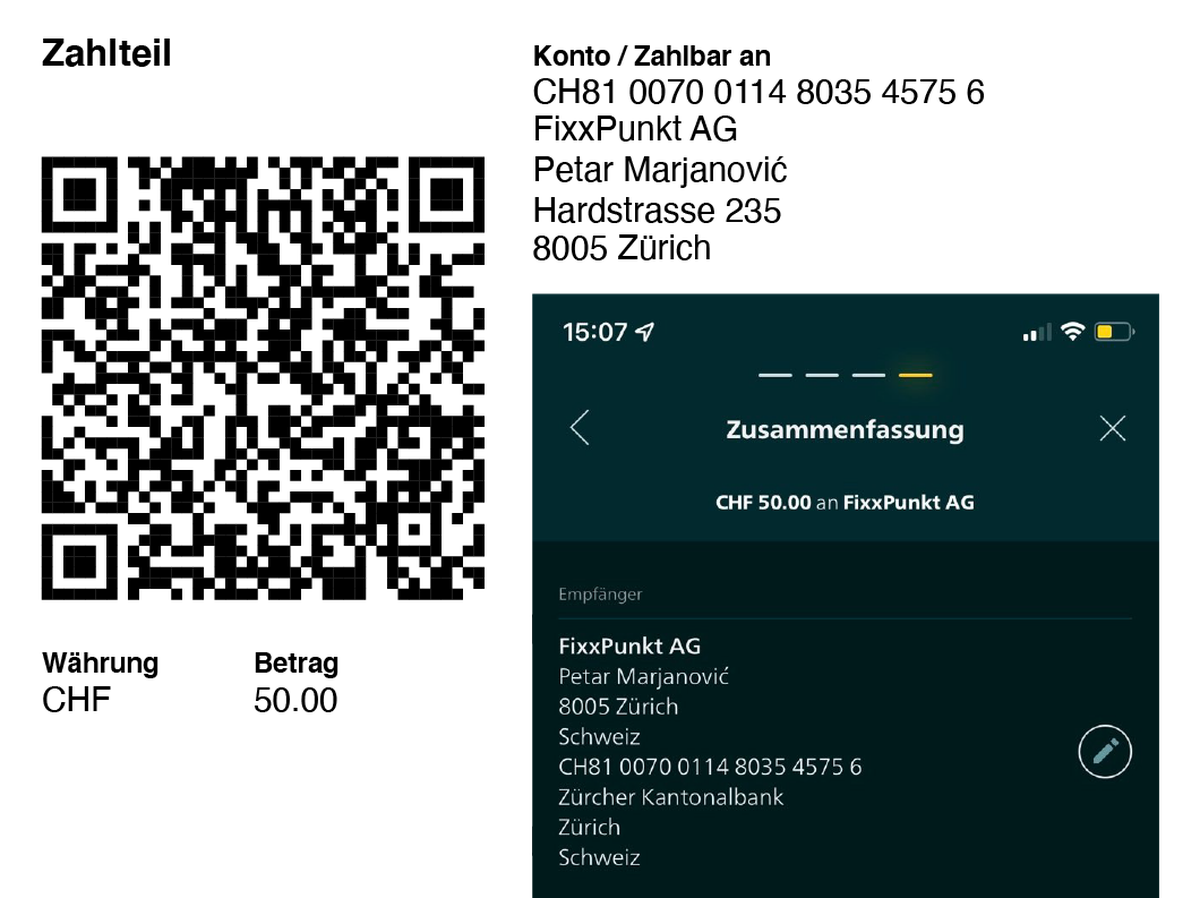 Ein kleines Zeichen, und schon wird der QR-Code ungültig. PostFinance unterstützt ihn trotzdem.