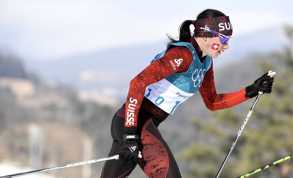 epa06563273 Nathalie von Siebenthal of Switzerland in action during the Women&#039;s Cross Country 30 km Mass Start Classic race at the Alpensia Cross Country Centre during the PyeongChang 2018 Olympi ...