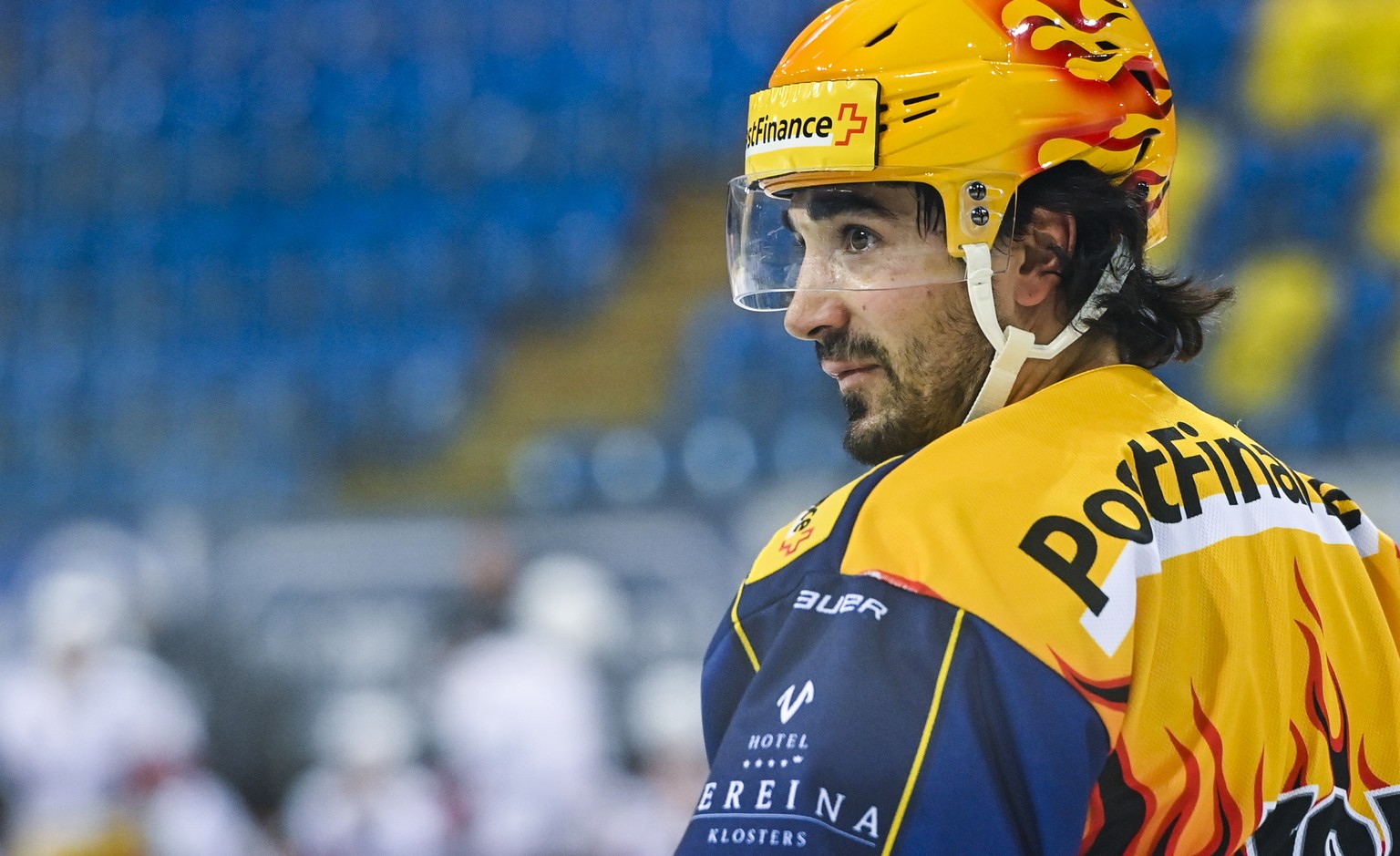 Davos&#039; Andres Ambuehl beim Eishockey-Qualifikationsspiel der National League zwischen dem HC Davos und den Rapperswil-Jona Lakers, am Mittwoch, 2. Dezember 2020, im Eisstadion in Davos. (PostFina ...