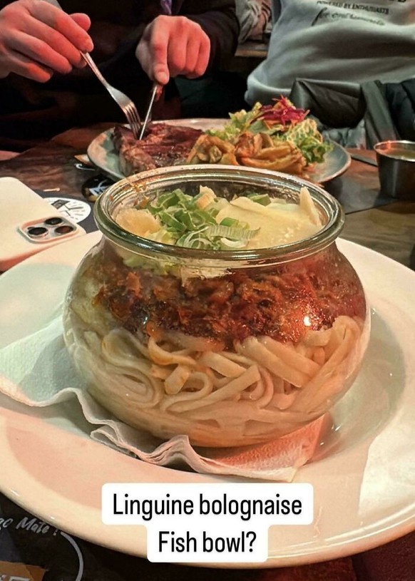 WE WANT PLATES 
https://www.reddit.com/r/WeWantPlates/comments/1jh2s89/linguine_fishbowl/