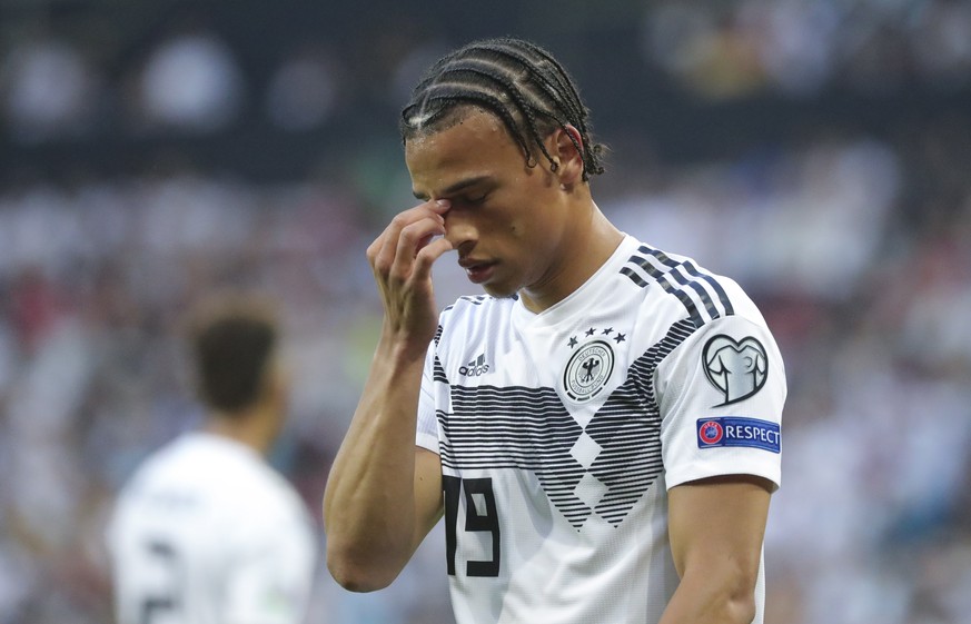 epa07641805 Leroy Sane of Germany during the UEFA EURO 2020 Group C qualifying soccer match between Germany and Estonia in Mainz, Germany, 11 June 2019. EPA/ARMANDO BABANI