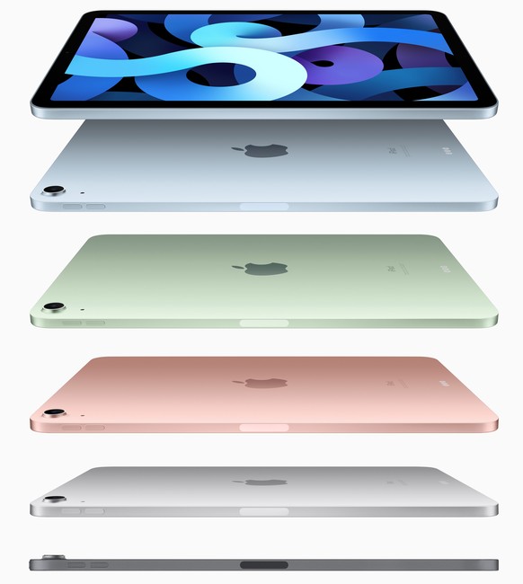 epa08671412 A handout video still image made available by Apple Inc. showing introducing the all-new iPad Air, Apple's most powerful, versatile, and colorful iPad Air during an Apple Event at App ...