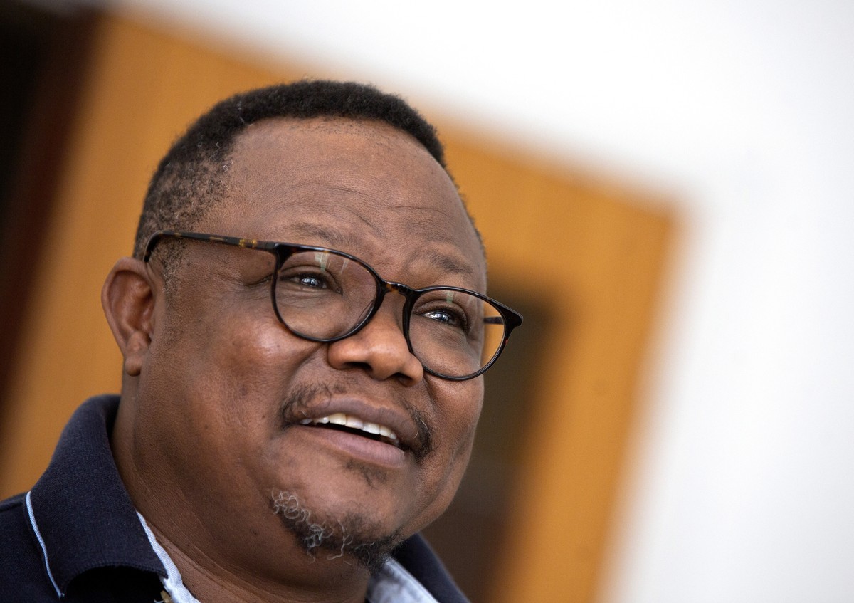 FILE - Exiled Tanzanian opposition leader Tundu Lissu gives an interview to The Associated Press in Tienen, Belgium on Friday, March 19, 2021. Tanzania's opposition leader Tundu Lissu was on Sund ...