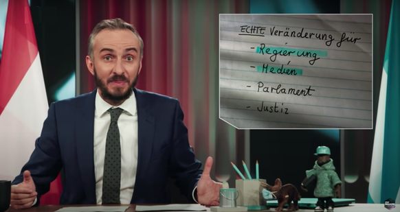 Beschwerde gegen SRF-Satireshow «Deville» vor Abstimmung abgewiesen\nHier Böhmis Anleitung in vier Schritten aus seiner letzten Sendung zum Weg zu einem autoritären Regime an dem Beispiel Österreich.
 ...