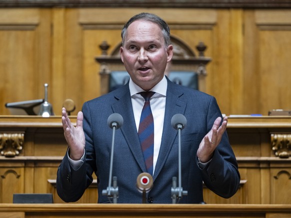 Simon Michel, FDP-SO, spricht zur Beziehung der Schweiz zur EU, an der Herbstsession der Eidgenoessischen Raete, am Montag, 9. September 2024 im Nationalrat in Bern. (KEYSTONE/Alessandro della Valle)