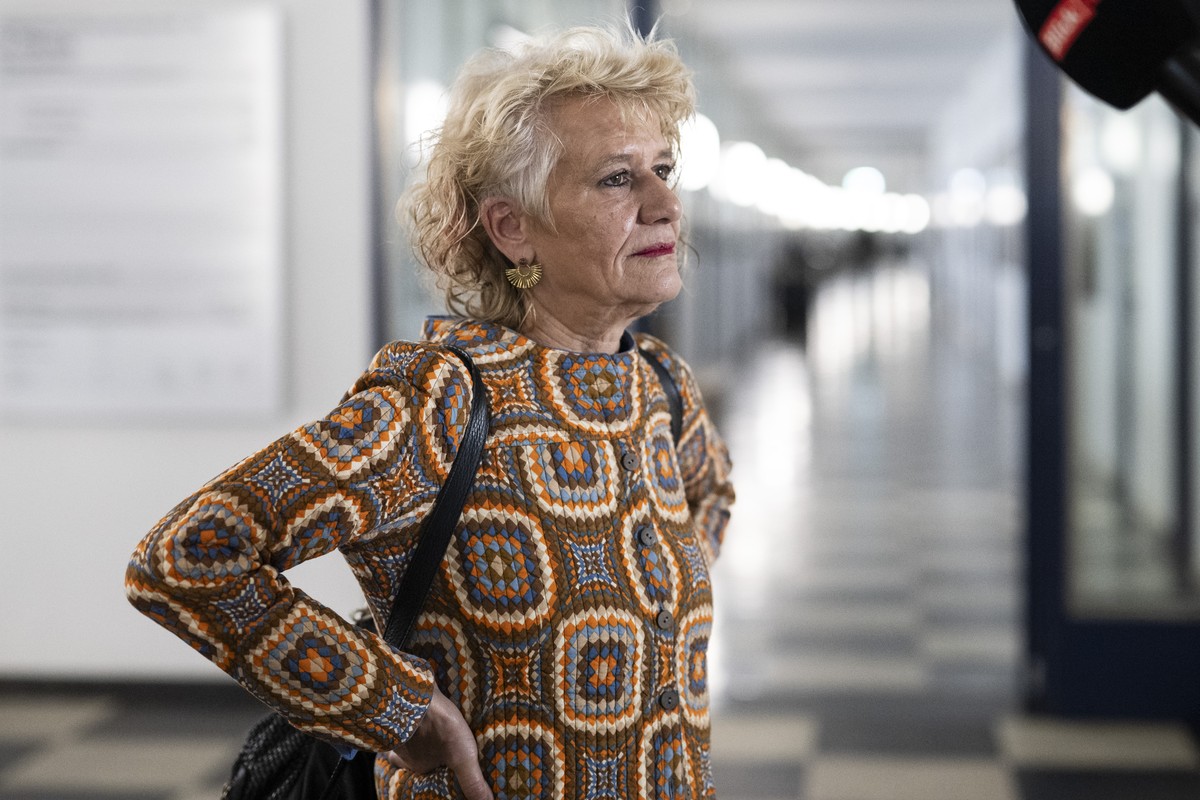 Nationalraetin Katharina Prelicz-Huber an den Eidgenoessischen Wahlen, am Sonntag, 22. Oktober 2023 im Walcheturm in Zuerich. Die Schweizer Buergerinnen und Buerger waehlen das Bundesparlament mit den ...