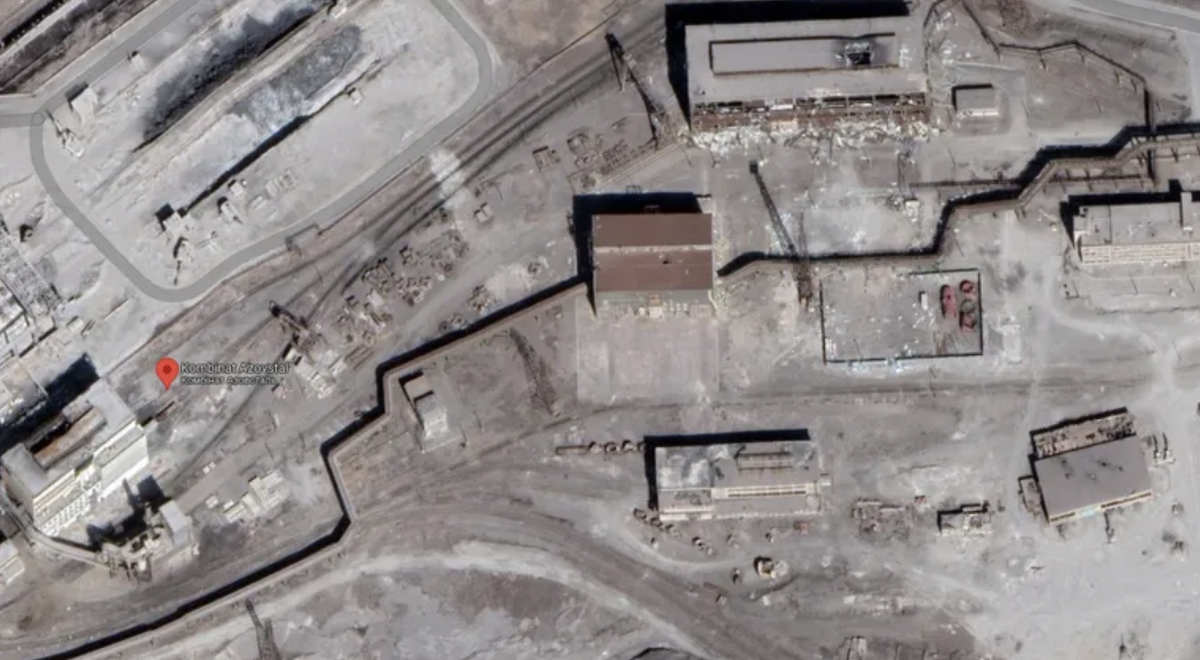 Les locaux détruits de l'Azov-Steel Metallurgical Combine à Marioupol. (Source : Google Maps/Capture d'écran)