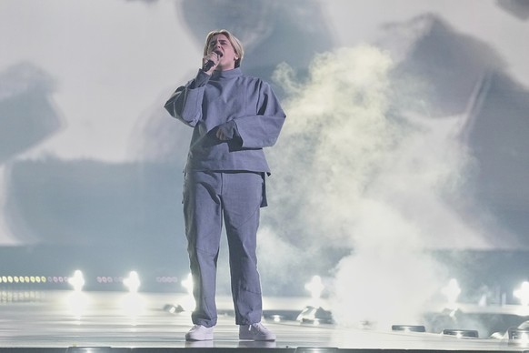Katarsis from Lithuania performs the song &quot;Tavo Akys&quot; during the dress rehearsal for the Grand Final of the 69th Eurovision Song Contest, in Basel, Switzerland, Friday, May 16 2025. (AP Phot ...