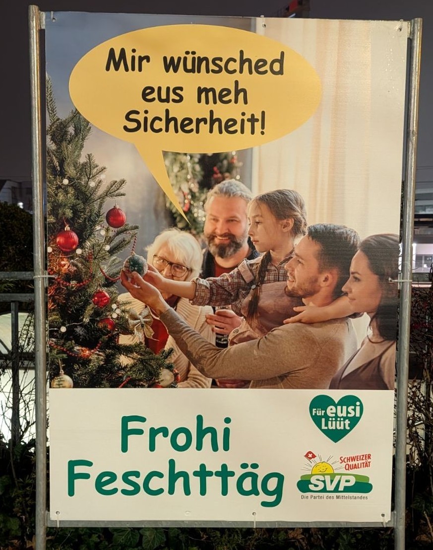 Plakat: Frohe Weihnachtsgrüsse von der SVP