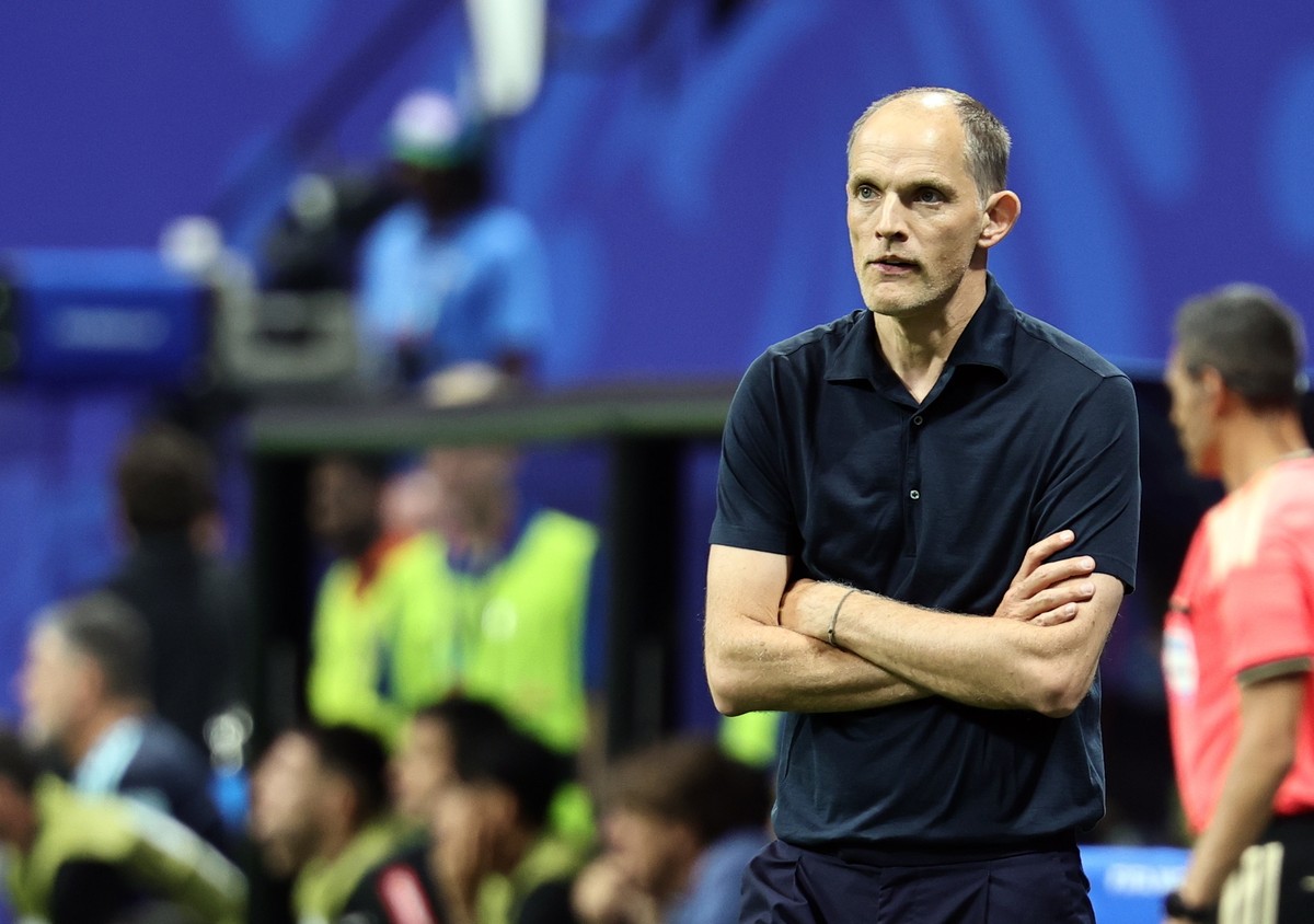 epa13113662 England's head coach Thomas Tuchel during the FIFA World Cup 2026 semifinals match England against Argentina, in Atlanta, USA, 15 July 2026. EPA/RONALD WITTEK