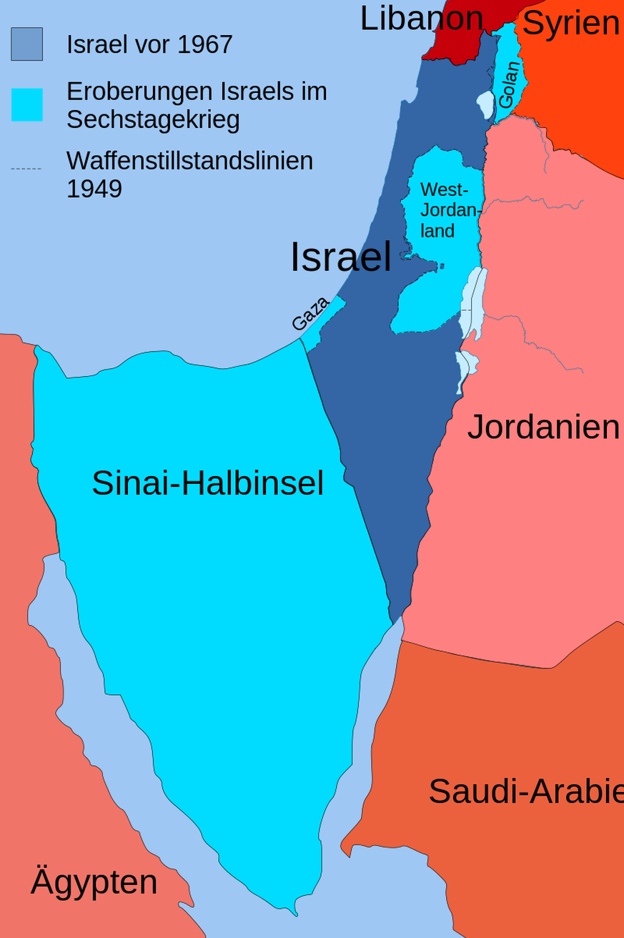 Von Israel im Sechstagekrieg eroberte Gebiete
https://commons.wikimedia.org/w/index.php?curid=33418259