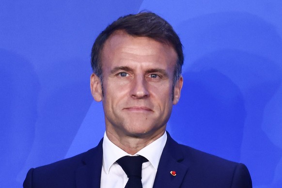 75th NATO Summit In Washington D.C. President of France Emmanuel Macron attends Welcome Ceremony during the 75th NATO Summit in the Walter E. Washington Convention Center in Washington, DC, on July 10 ...