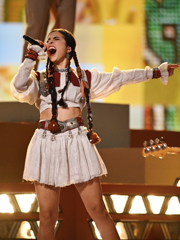 epa11330004 Ladaniva representing Armenia with the song &#039;Jako&#039; performs during the second semi-final of the 68th edition of the Eurovision Song Contest (ESC) at the Malmo Arena, in Malmo, Sw ...