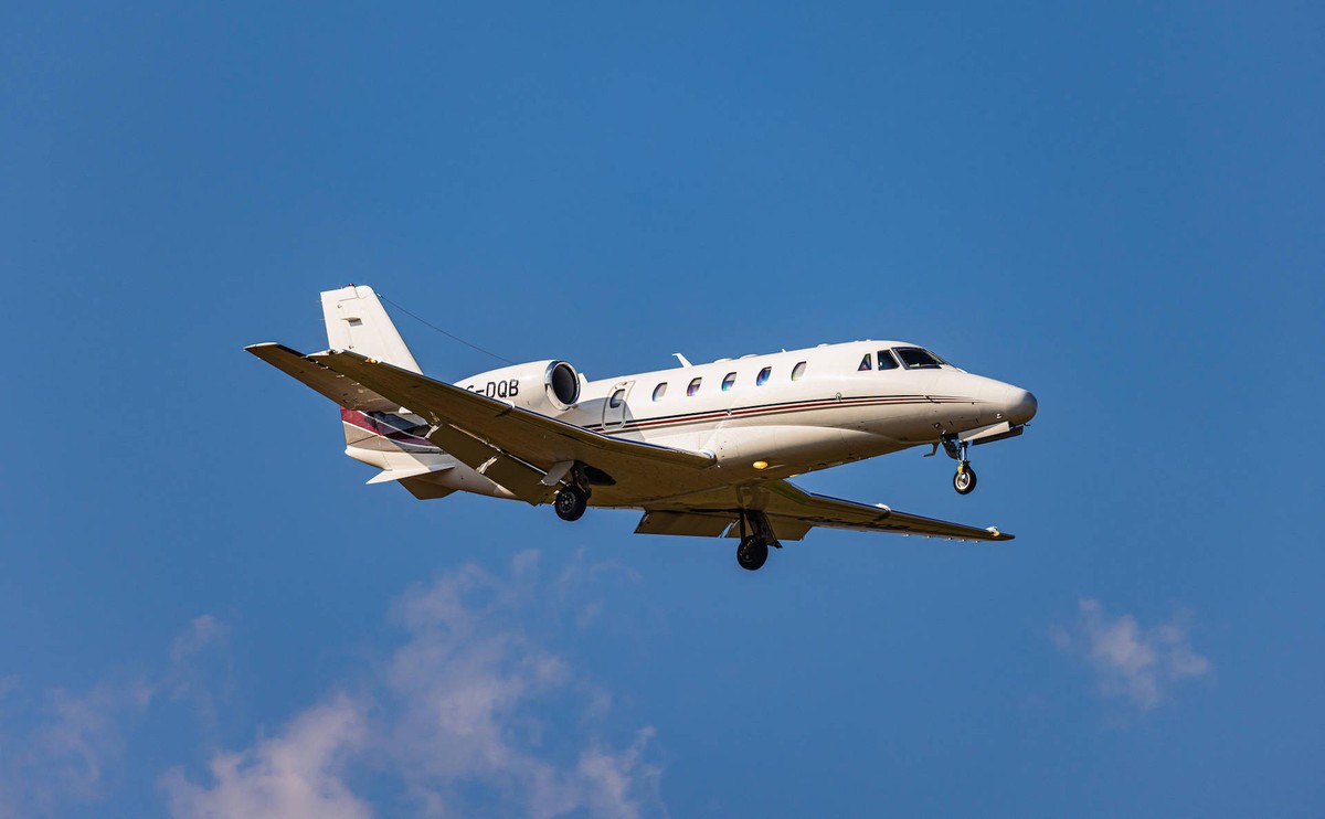 Netjets Europe Zurich, Switzerland, 4th July 2025: A Cessna 560XL Citation XLS from Netjets Europe is on final approach to the airport runway. Registration CS-DQB Andreas Haas/dieBildmanufaktur *** Ne ...