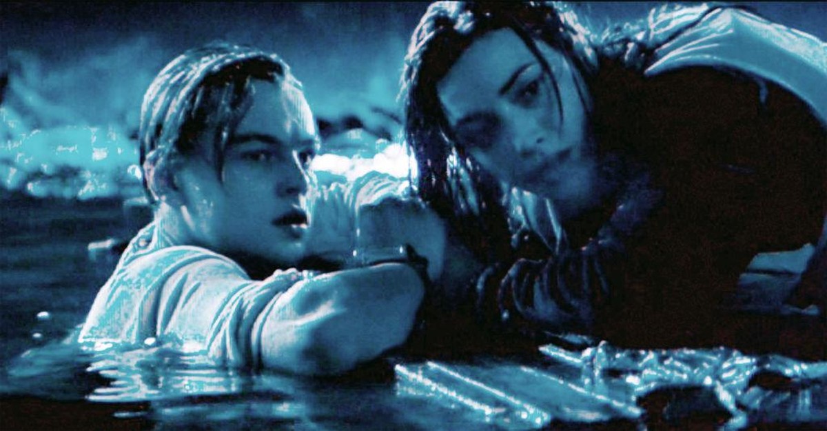 LOS ANGELES - DECEMBER 19: The movie "Titanic", written and directed by James Cameron. Seen here from left, Leonardo DiCaprio as Jack and Kate Winslet as Rose after the Titanic has sunk. Ini ...