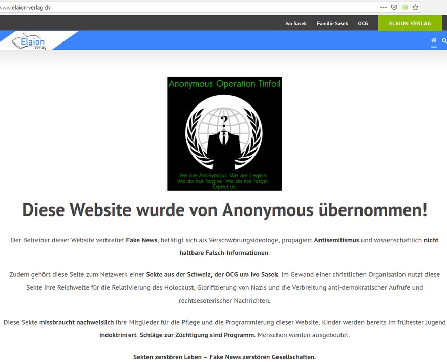 Anonymous vs. Ivo Sasek