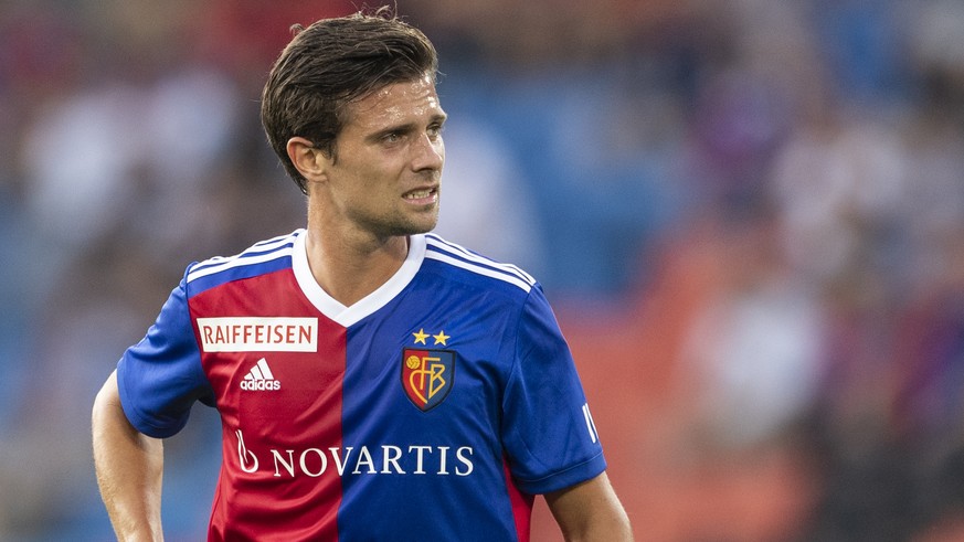 Basel&#039;s Valentin Stocker reacts during the UEFA Europa League third qualifying round second leg match between Switzerland&#039;s FC Basel 1893 and Netherland&#039;s Vitesse in the St. Jakob-Park  ...