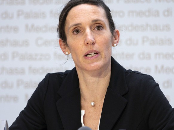 Tanja Stadler, Praesidentin, National COVID-19 Science Task Force, spricht waehrend einer Medienkonferenz zur aktuellen Situation des Coronavirus, am Montag, 29. November 2021 in Bern. (KEYSTONE/Peter ...