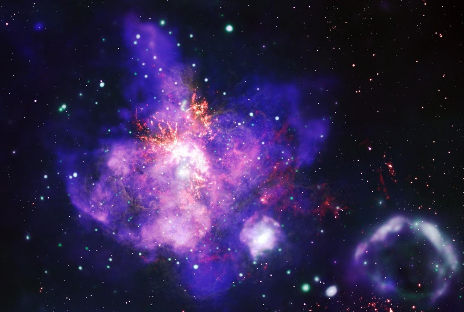 A Stellar Bouquet
This image, released on Feb. 12, 2025, is the deepest X-ray image ever made of the spectacular star forming region called 30 Doradus. By combining X-ray data from NASA’s Chandra X-ra ...