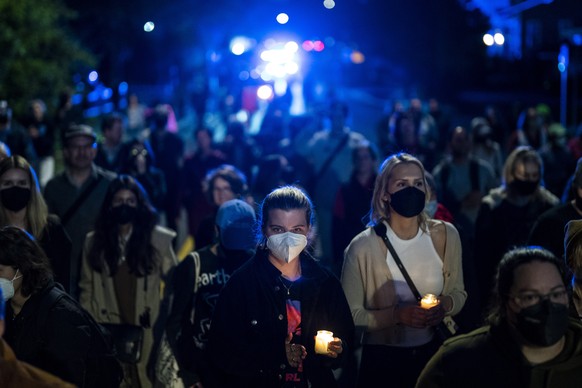 epa09937102 Pro-abortion rights advocates stage a protest outside the house of Supreme Court Associate Justice Samuel Alito in the Fort Hunt neighborhood, in Alexandria, Virgina, USA, 09 May 2022. EPA ...