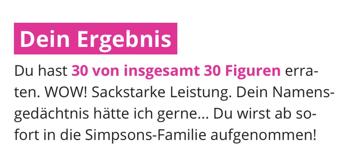 Wie viele Figuren kennst du noch aus 30 Jahren «Simpsons»? Beweise dich im Quiz
tadaaaa!