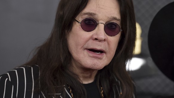 FILE - Ozzy Osbourne arrives at the 62nd annual Grammy Awards at the Staples Center on Jan. 26, 2020, in Los Angeles. Osbourne announced the cancellation of his 2023 tour dates in the UK and continent ...