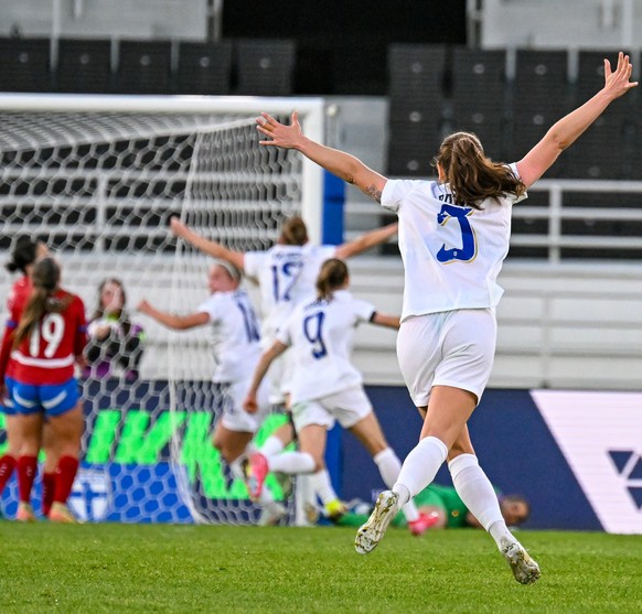 epa12153643 Maaria Roth of Finland reacts during the UEFA Women&#039;s Nations League soccer match between Finland and Serbia in Helsinki, Finland, 03 June 2025. EPA/KIMMO BRANDT