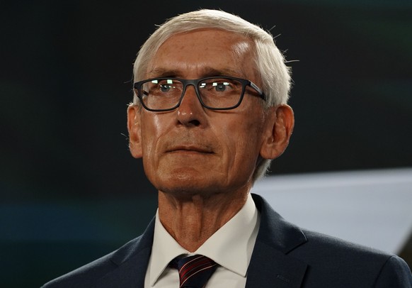 epa08613751 Wisconsin Governor Tony Evers prepares to speak during the third day of the Democratic National Convention in the Wisconsin Center in Milwaukee, Wisconsin, USA, 19 August 2020. The Democra ...