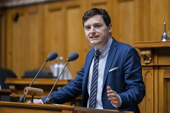 Benjamin Fischer, SVP-ZH, spricht zur Grossen Kammer, an der Wintersession der Eidgenoessischen Raete, am Donnerstag, 1. Dezember 2022 im Nationalrat in Bern. (KEYSTONE/Alessandro della Valle)