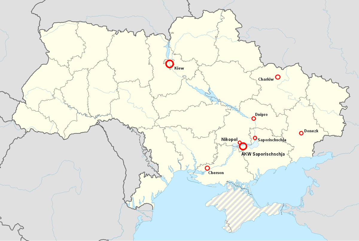 Das AKW Saporischschja liegt im Südosten der Ukraine.