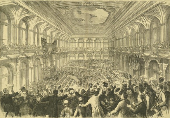 Die Democratic National Convention von 1876 im Merchants Exchange Building in St. Louis.