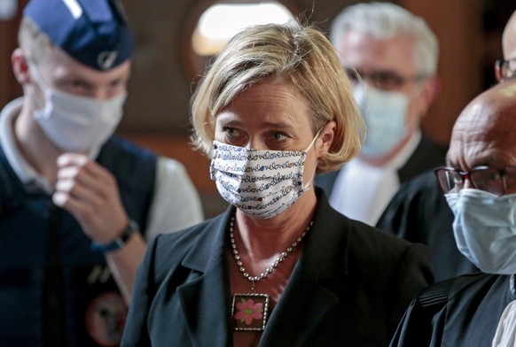 epa08659300 Belgian artist Delphine Boel leaves Justice Palace after a last hearing in Brussels, Belgium, 10 September 2020. Boel is in a legal proceedings at the Civil Court in Brussels to have indus ...