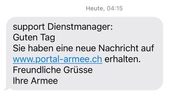 Armee-Angehörige erhalten SMS von der Armee