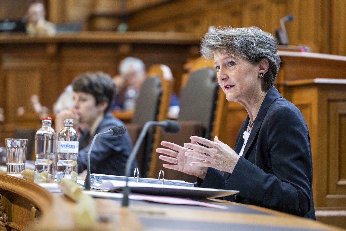 Bundesraetin Simonetta Sommaruga spricht zu Raserdelikten, an der Sommersession der Eidgenoessischen Raete, am Dienstag, 31. Mai 2022 im Staenderat in Bern. (KEYSTONE/Alessandro della Valle)