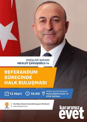 «Treffen mit dem Volk»: Mit diesem Flyer wird für die Veranstaltung mit Cavusoglu geworben.