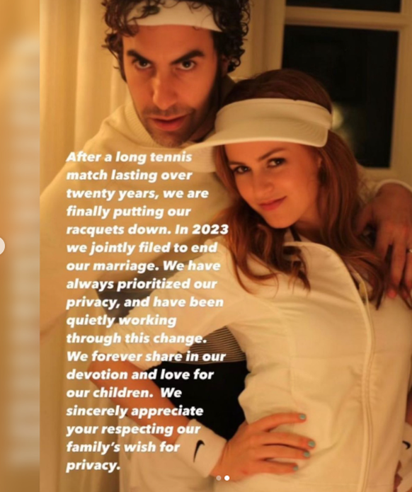 Sacha Baron Cohen und Isla Fisher verkünden auf Instagram ihr Ehe-Aus