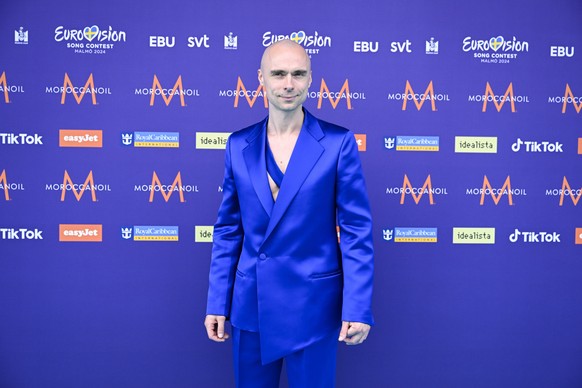 Dons representing Latvia poses on the turquoise carpet ahead of the opening ceremony for the 68th edition of the Eurovision Song Contest, at the Malmö Live Congress and Concert Hall, in Malmö, Sweden, ...