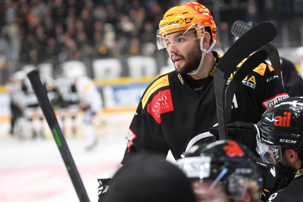 Lugano's TopScorer Luca Fazzini during the preliminary round game of National League Swiss Championship between HC Lugano and HC Fribourg-Gotteron, at the Corner Arena in Lugano, on Friday, 26 No ...