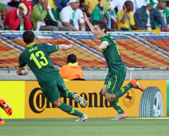 FIFA World Cup, WM, Weltmeisterschaft, Fussball 2010 Soccer: Algeria v Slovenia JUN 13 Slovenia s Robert Koren celebrates scoring his sides goal..FIFA World Cup 2010 Group C..Algeria v Slovenia..13th  ...