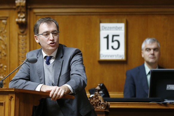 Roland Rino Buechel (SVP-SG) spricht im Nationalrat, waehrend der Wintersession der Eidgenoessischen Raete, am Donnerstag, 15. Dezember 2016, in Bern. (KEYSTONE/Peter Klaunzer)