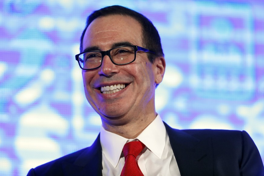 Treasury Secretary Steve Mnuchin smiles during a discussion at the U.S. Chamber of Commerce in Washington, Thursday, May 18, 2017, at their &quot;Invest in America!&quot; Summit. (AP Photo/Alex Brando ...