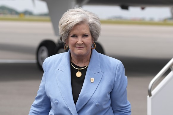 FILE - Trump co-campaign manager Susie Wiles is seen at Nashville International Airport as Republican presidential candidate former President Donald Trump arrives, July 27, 2024, in Nashville, Tenn. ( ...
