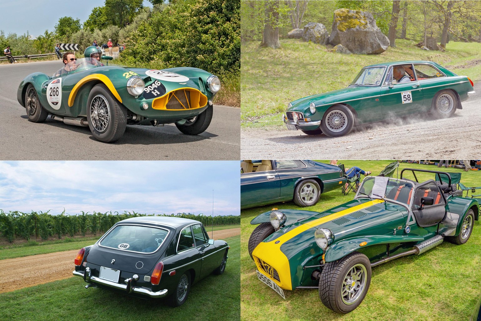 british racing green autofarbe aston martin MGB lotus super seven caterham auto design