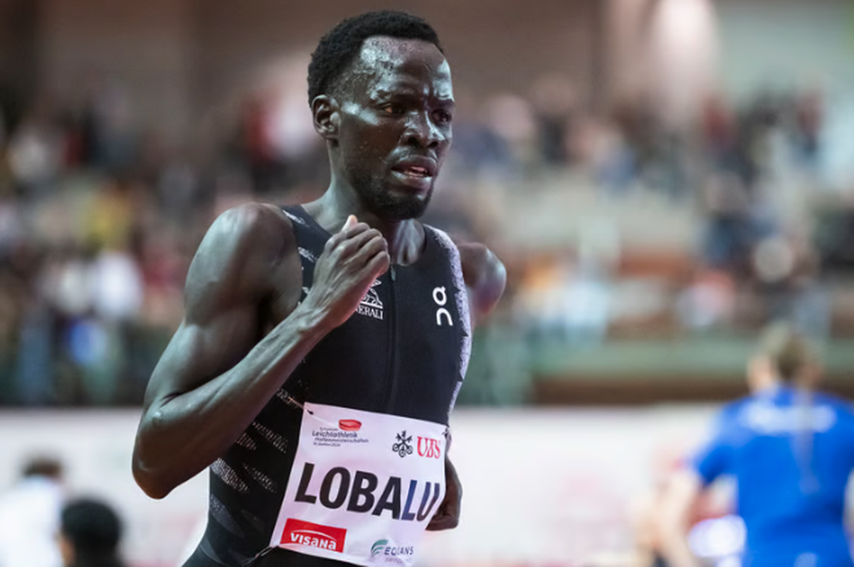 Dominic Lobalu aux Championnats suisses en salle à Saint-Gall.