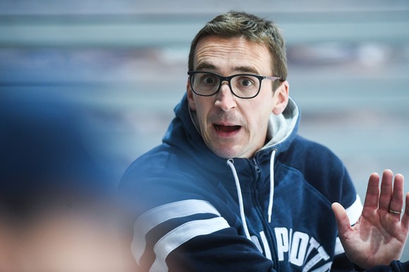 Ambri&#039;s Head Coach Luca Cereda, during the friendly match of National League A (NLA) Swiss Championship 2020/21 between HC Ambri Piotta and HC Bern at the BiascArena in Biasca, Switzerland, Satur ...