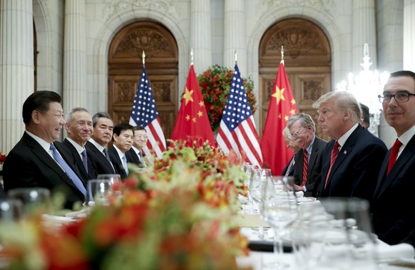 President Donald Trump with China&#039;s President Xi Jinping during their bilateral meeting at the G20 Summit, Saturday, Dec. 1, 2018 in Buenos Aires, Argentina. (AP Photo/Pablo Martinez Monsivais)