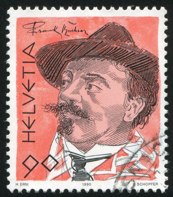 SWITZERLAND - CIRCA 1990: stamp printed by Switzerland, shows Frank Buchser, circa 1990 , 11019810.jpg, 1990, Buchser, Drawing, Frank, Seal, Switzerland, adult, aged, ancient, antique, art, artist, be ...